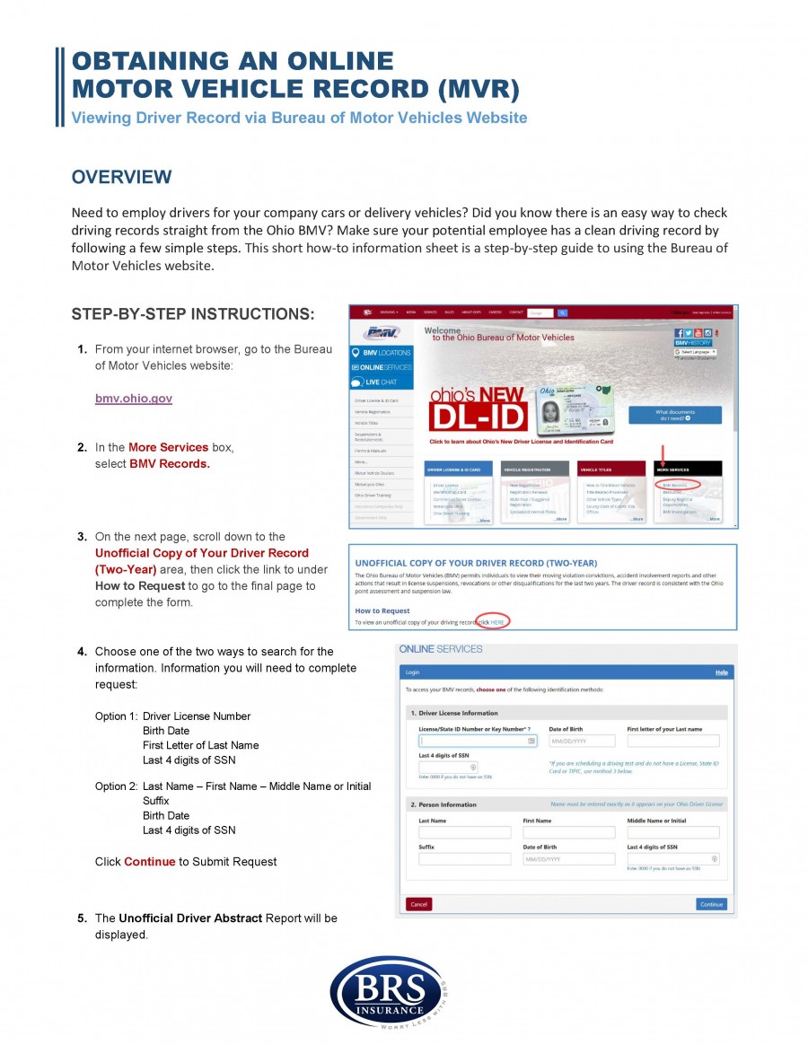 Online Motor Vehicle Record Instructions